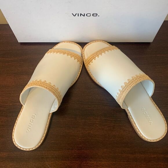 - Vince slide soft top grain all leather open toe slip on lightweight sandals - Picture 4 of 13